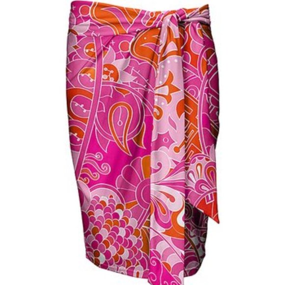 Lily Dresses & Skirts - Pink & Orange Floral Tie-Accent Pencil Skirt L